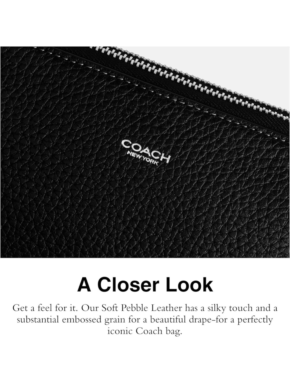 COACH Clinton Crossbody NWT Black Pebbled Leather Belt Bag with Silver Hardware - Picture 4 of 10